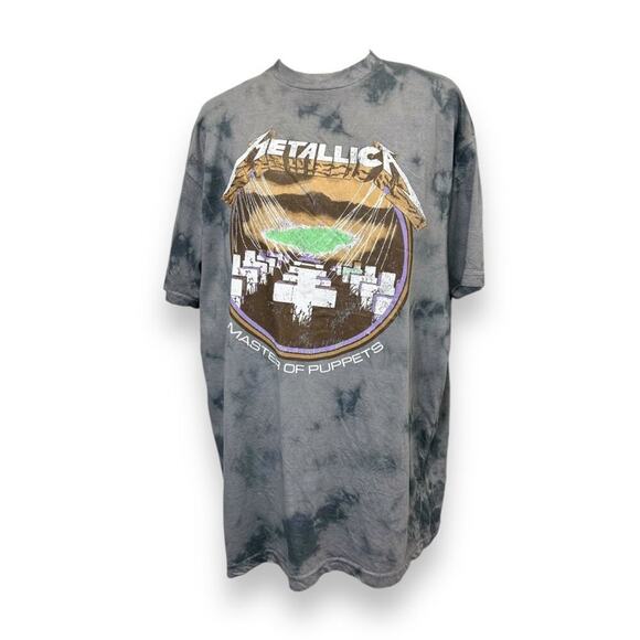 Metallica Mens Tie Dye "Master Of Puppets" Graphic Tee Gray XL Cotton/Polyester - Picture 1 of 7